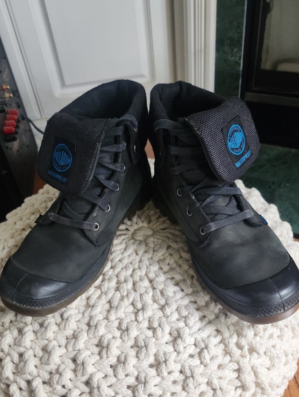 Palladium Mens Black Waterproof Fold-Over High-Top Boots